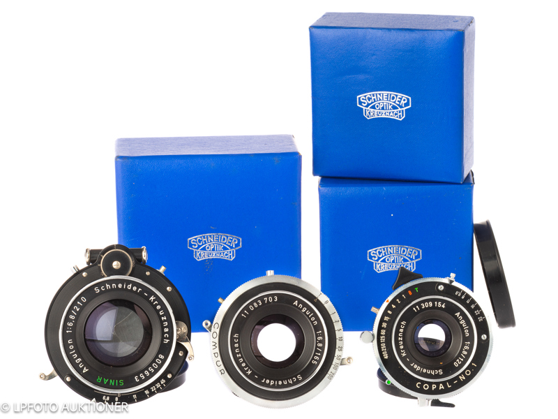 Lot with large format Angulon lenses