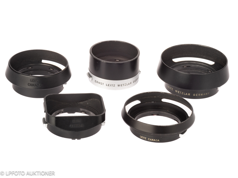 Lot with 5 Leitz lens hoods